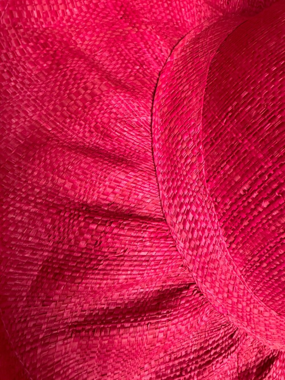 Hand Woven Madagascar Big Brim RAFFIA Sun Hat Pink & Neon Green Sz XL 23.5" - Picture 10 of 12